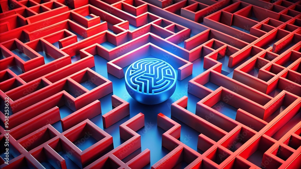 Poster the ai maze: a visual representation of the complex and unpredictable path of ai development ai gene