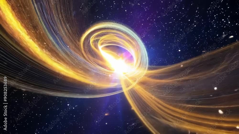 Poster a hypnotic dance of light and darkness as cosmic threads intertwine and unravel in a mesmerizing dis