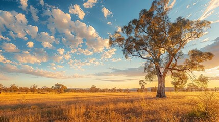 Obraz premium Golden Field with Trees 3