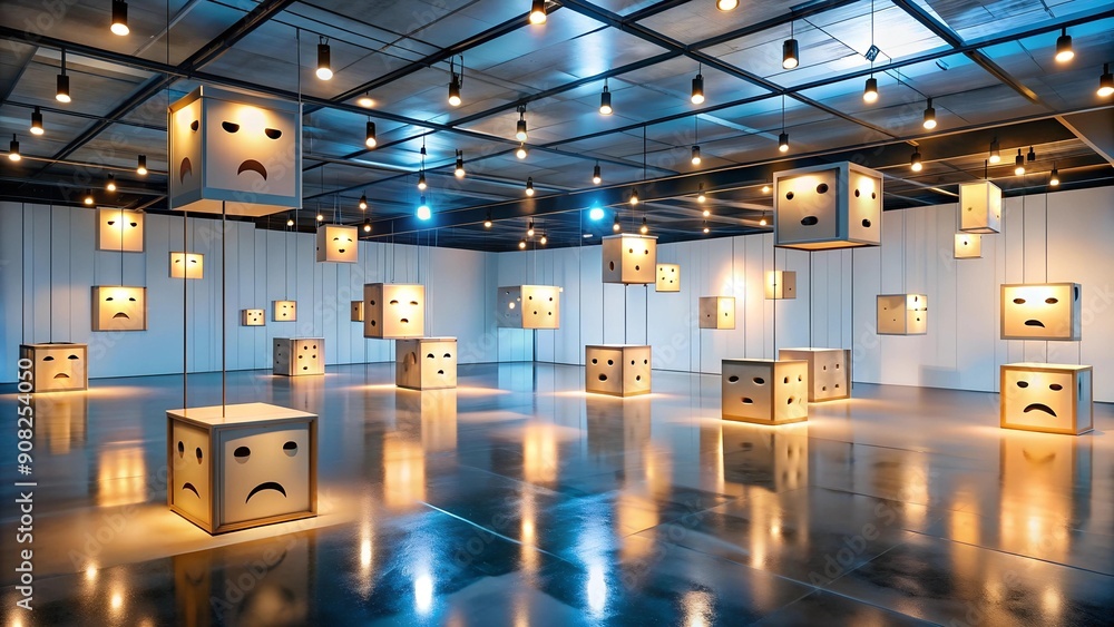 Aufkleber the disgruntled installation: a three-dimensional representation of unhappiness through space and fo