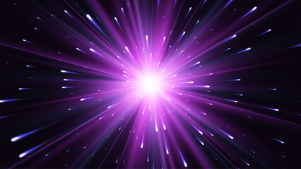 Fototapeta premium Abstract star or sun. Explosion effect. Neon color. Vector light effect