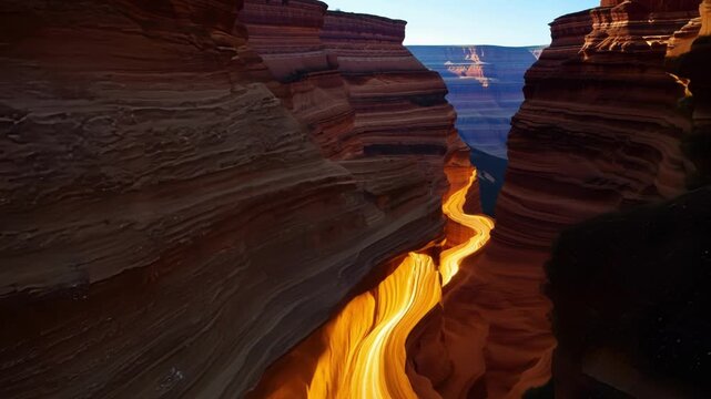 The glowing trails weave through a majestic canyon beckoning visitors to explore their secrets and marvel at their beauty.