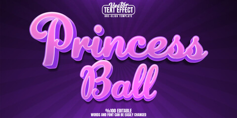 Princess editable text effect, customizable ball and royal 3d font style