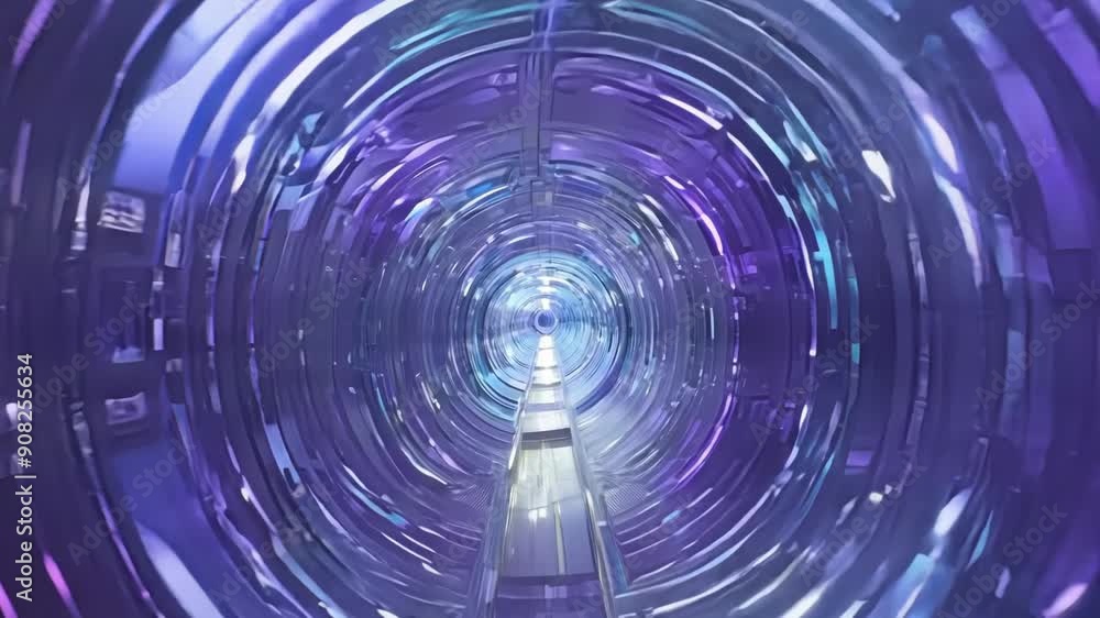 Poster the camera flies through a seemingly endless tunnel of mirrors creating a sense of being lost in a m
