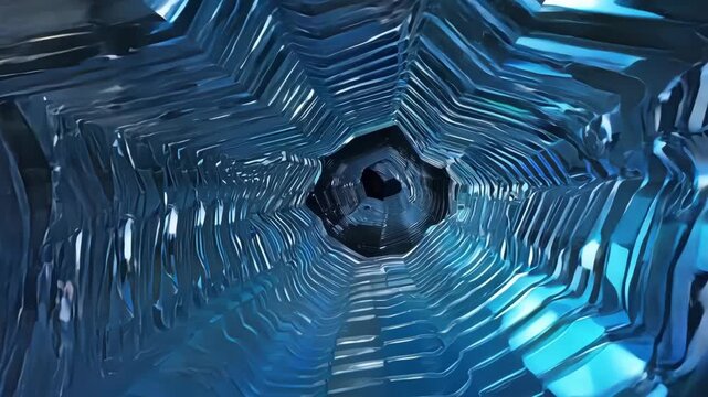 The maze becomes increasingly chaotic and disorienting as the camera passes through mirrors that seem to shift and move on their own.