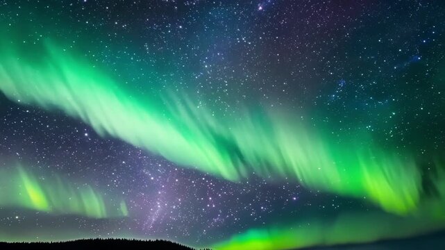 As if by magic the sky is transformed into a canvas of enchanted electric pinks purples and greens enchanting all who dare to gaze upon the mystical aurora.