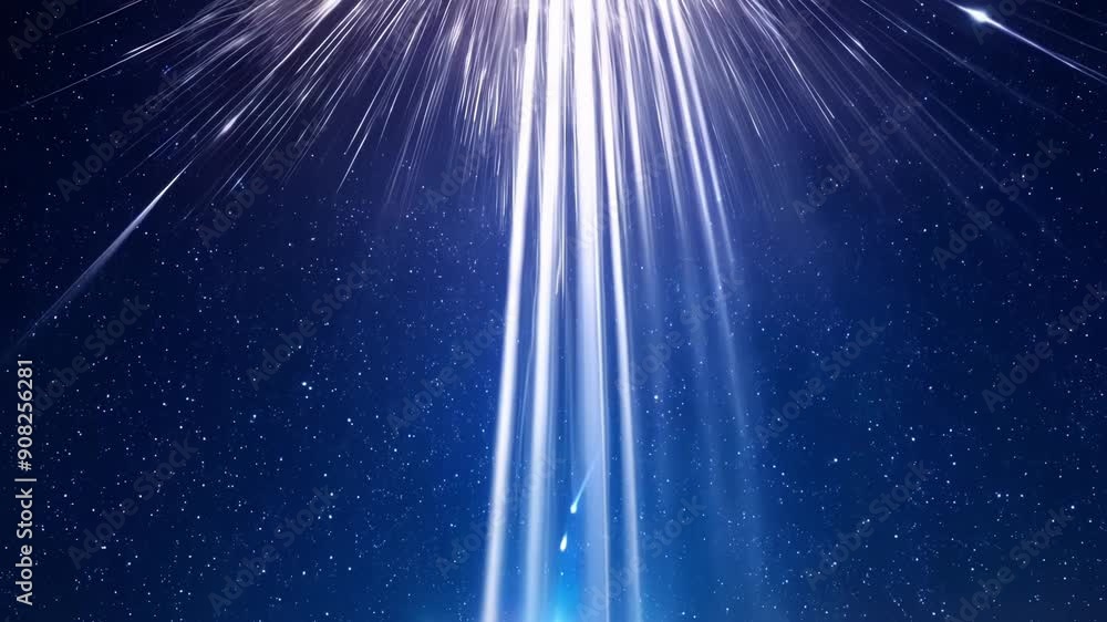 Poster The celestial world comes to life as beams of light stretch towards the stars creating a breathtaking display.