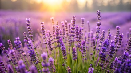 Naklejka premium The Lavender Breeze: A Field Swaying in the Wind generative AI