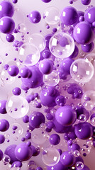 Purple Bubbles on White Background, Abstract Image, Texture, Pattern, Wallpaper, Cover and Screen of Smartphone, Cell Phone, Computer, Laptop, 9:16 and 16:9 Format