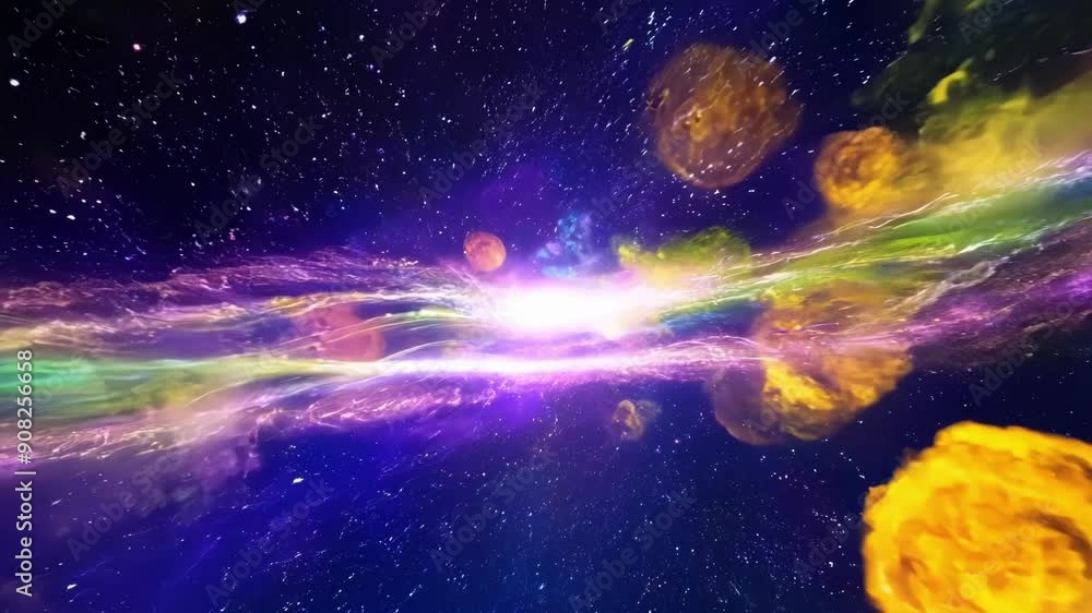Wall mural soaring through a kaleidoscope of colors as a celestial light show fills the sky with vibrant and ot