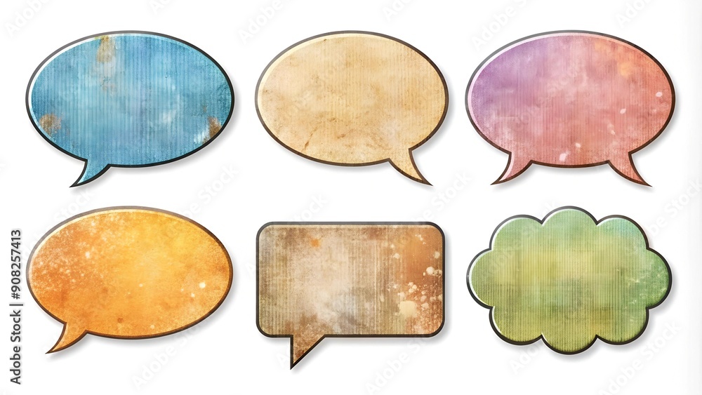 Poster grunge-style speech bubbles with authentic and raw quotes generative ai