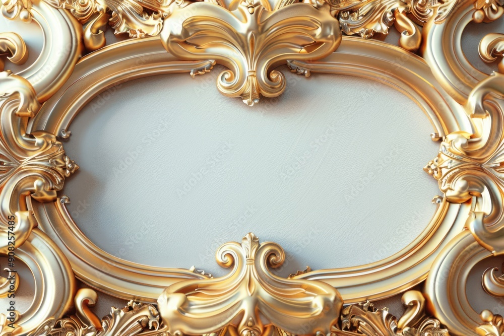 Poster a decorative frame with intricate details and a plain white background, suitable for framing art or 