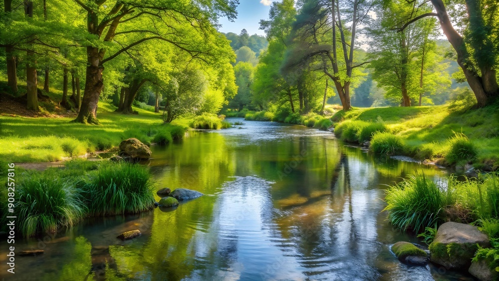 Aufkleber serene stream: a winding path to tranquility generative ai