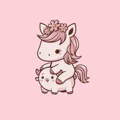 Cute-Unicorn-Riding-Baby-Animal-Vector-Illustration