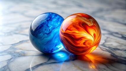 Fire and Ice: A Marble's Contrasting Symphony  generative AI