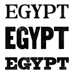 Egypt country name written in distressed vintage serif, sans serif and slab serif styles isolated on transparent background