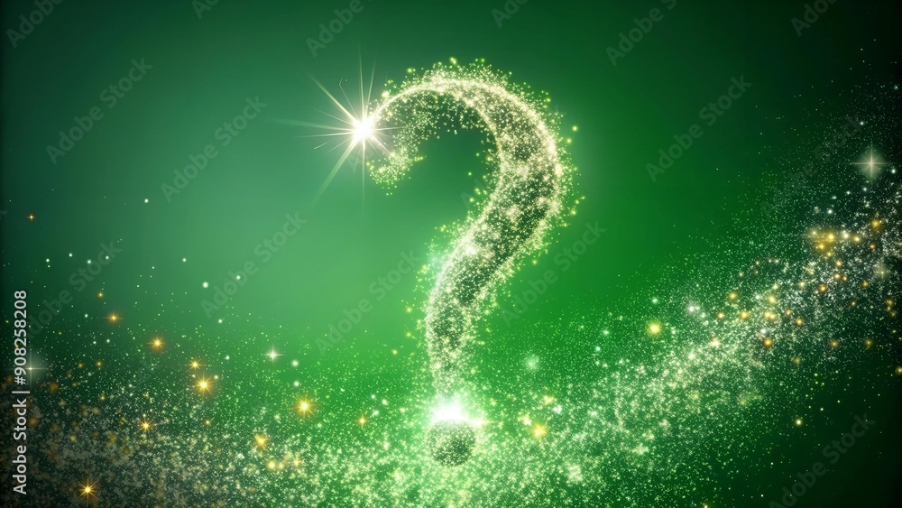 Aufkleber celestial question mark particle bounce: mystical green screen effect generative ai