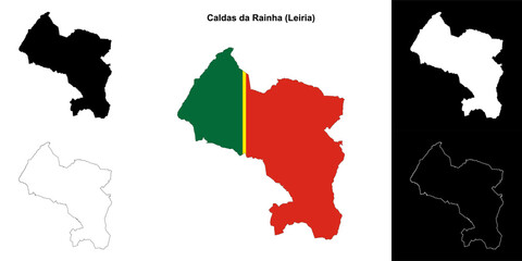 Fototapeta premium Caldas da Rainha municipality outline map set