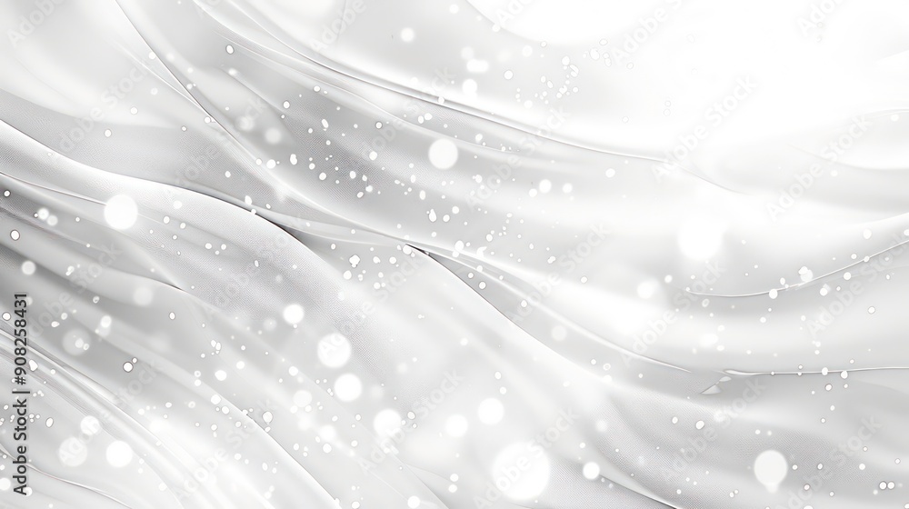 Poster abstract white background with soft, flowing lines and bokeh effect.