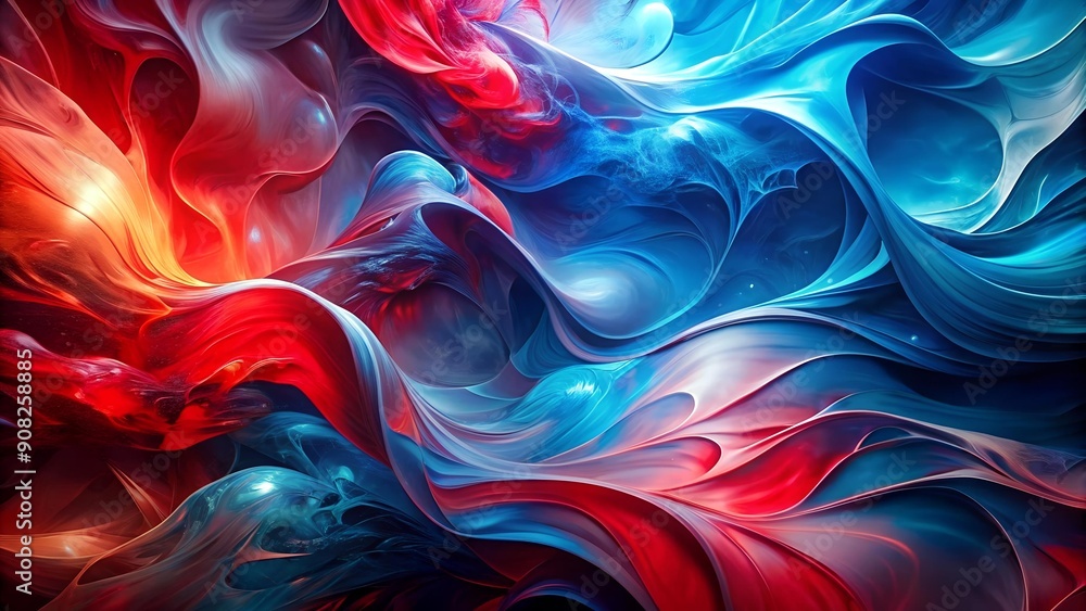 Poster abstract symphony in crimson and azure: a visual narrative generative ai