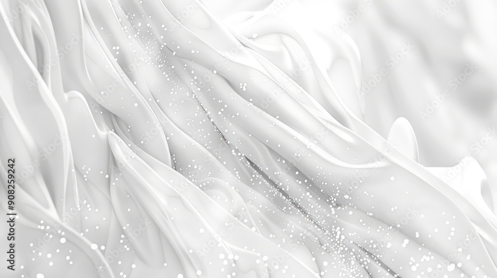 Poster abstract white liquid with circular patterns.