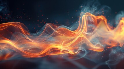 Obraz premium Crystal-clear image of smoke trails forming elegant, ethereal shapes on a dark background, with detailed focus on the flowing and translucent nature of the smoke