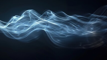 Obraz premium Crystal-clear capture of smoke trails creating elegant, ethereal patterns on a dark background, with a focus on the soft, intricate details and flowing motion of the smoke