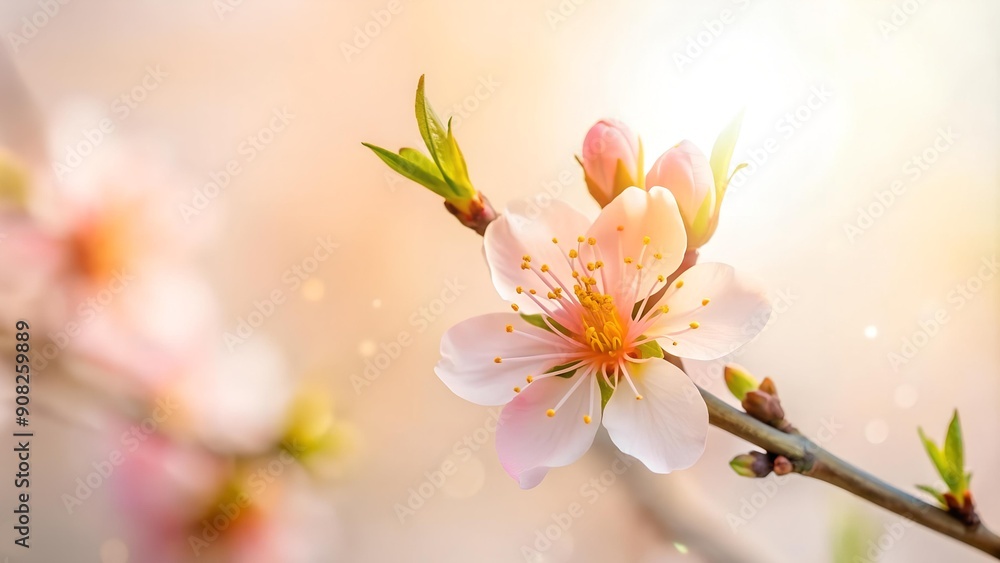 Sticker Golden Peach Blossom: A Symbol of Abundance and Prosperity  Generative AI