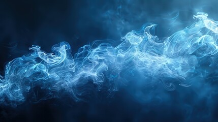 Obraz premium Crystal-clear photo of dark background with smoke trails forming ethereal shapes, highlighting the delicate and intricate flow of the smoke with detailed clarity
