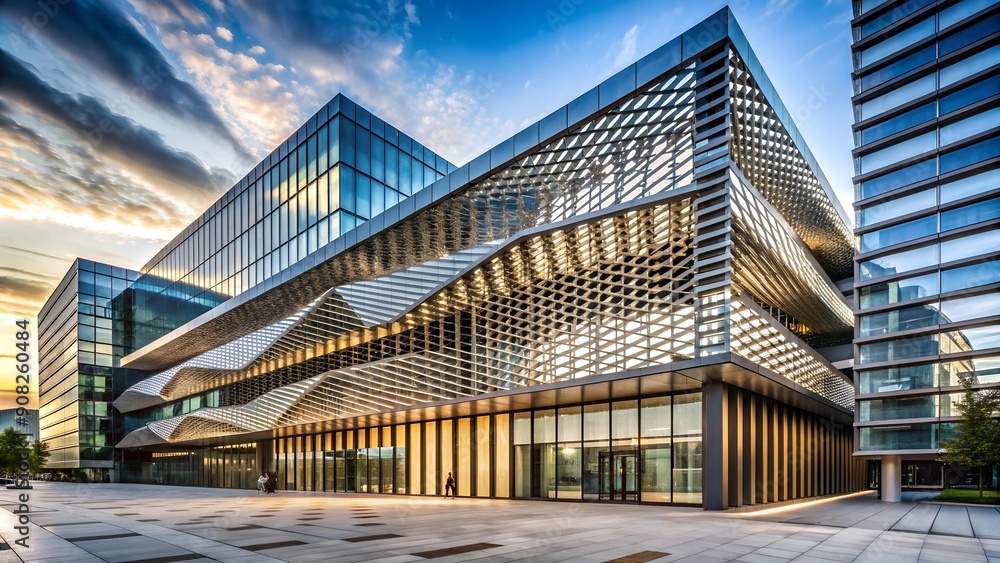 Poster a modern tapestry: interweaving light and shadow through architectural design generative ai