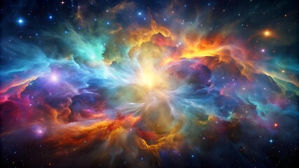 Prismatic Nebula: A Cosmic Cloud of Light and Color  AI Generated