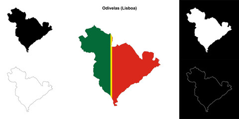 Odivelas municipality outline map set