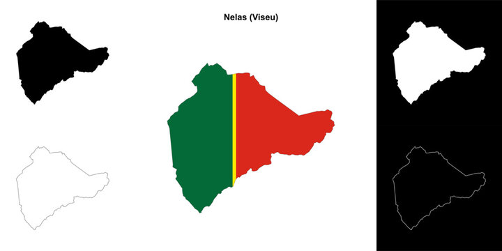Nelas municipality outline map set