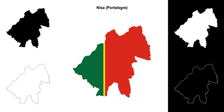 Nisa municipality outline map set