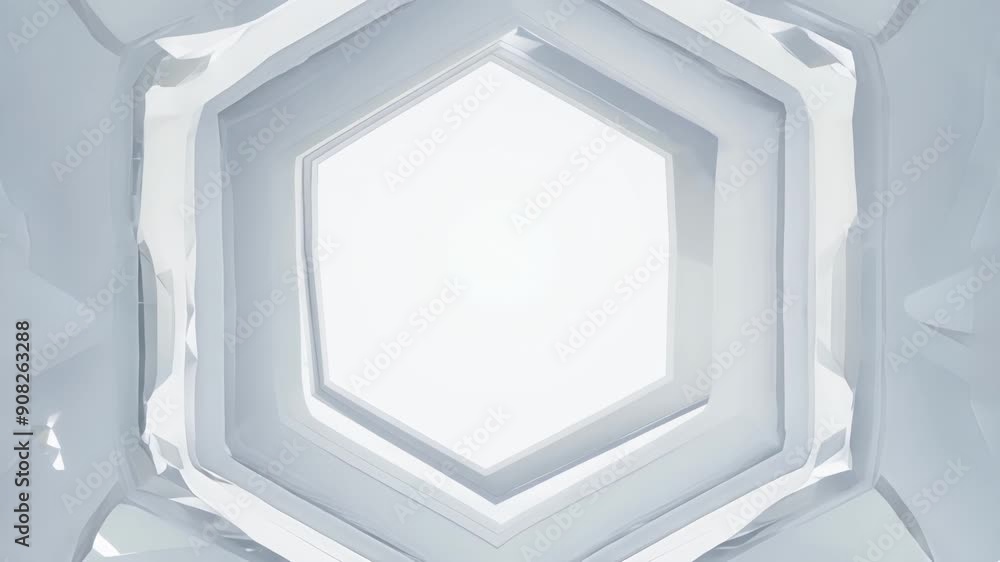 Poster a captivating hexagonal design emerges in a surreal white ambiance, creating a mesmerizing play of l