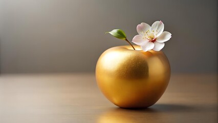 Golden Peach with a Single Porcelain Flower: A Touch of Whimsy  AI generated