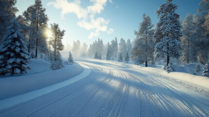 Skiing Downhill, slalom, and cross-country races on snow