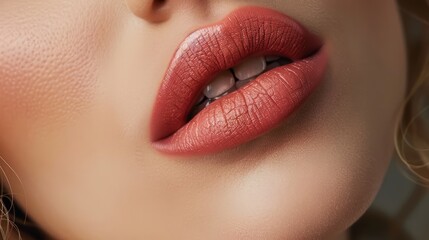 Close-Up of Glossy Lips with Bold Makeup 1