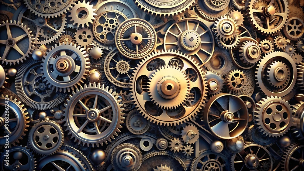 Poster the cycle of worry: a perpetual motion machine of spinning cogs generative ai
