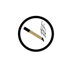 Live cigarette butts smoke in black circles