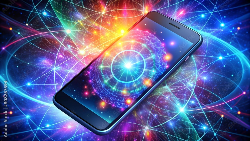 Aufkleber searchgpt in a quantum realm: a modern illustration of openai's search technology on a smartphone ai