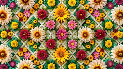 Jarzmianka Flowers in a Geometric Pattern  AI Generated