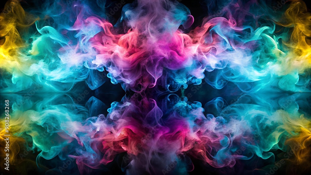 Poster distorted smoke reflections: a psychedelic overlay for experimental design generative ai
