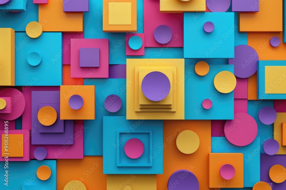 Poster A collection of colorful blocks and cubes arranged randomly