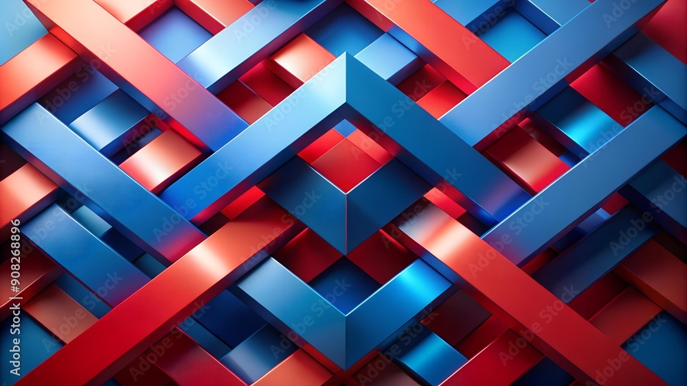 Aufkleber crimson and azure in geometric harmony: a visual exploration of form generative ai