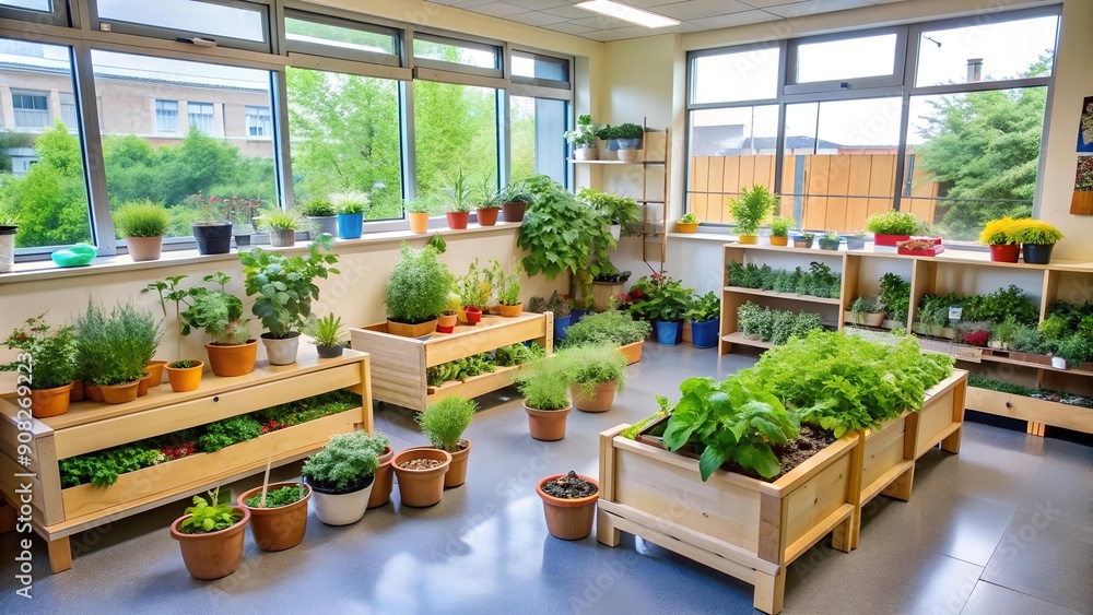 Poster classroom garden: connecting learning with nature generative ai