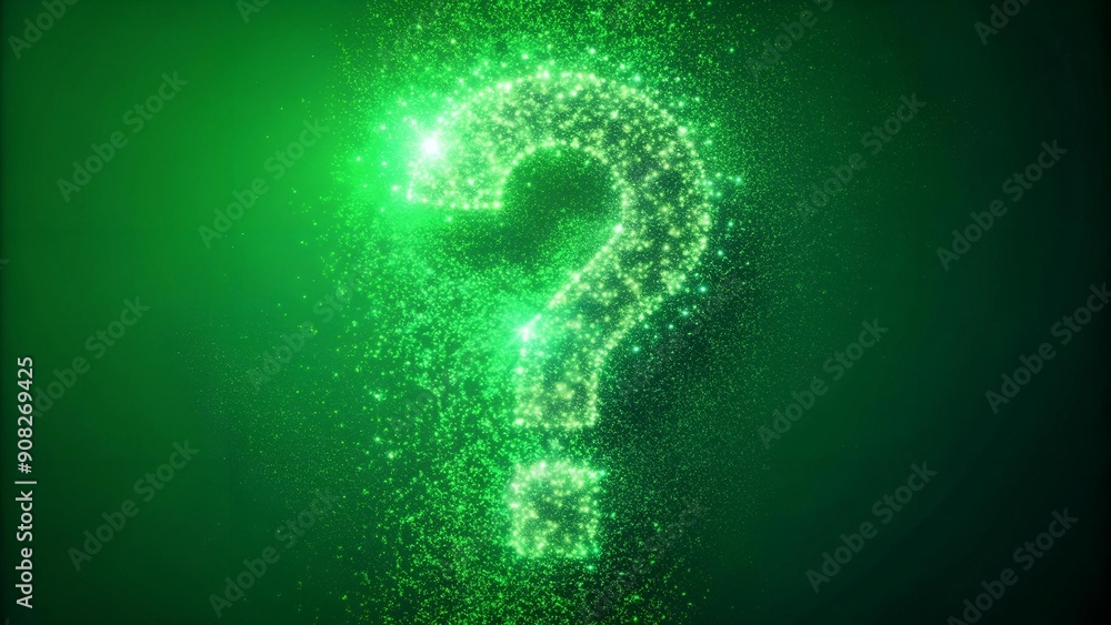 Aufkleber glitching question mark particle bounce: distorted green screen effect ai generated