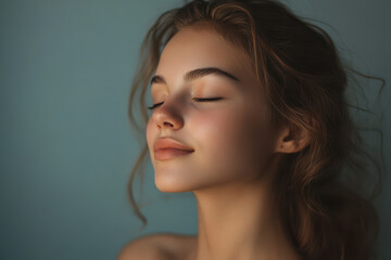 Fototapeta premium A close up of a girl's face with her eyes closed
