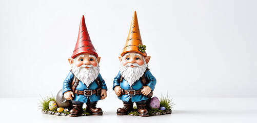 illustrative depiction of easter gnome, cute gnomes, dwarf with easter eggs easter gnomes, cute gnomes, dwarf with easter eggs
