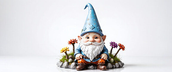 illustrative depiction of easter gnome, cute gnomes, dwarf with easter eggs easter gnomes, cute gnomes, dwarf with easter eggs